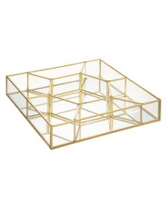Tabaka organizuese, metal/qelq, floriri, 25x25xH5 cm