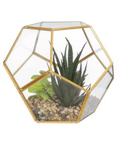 Artificial flower, glass pot, glass/metal/stone, clear, 16x16xH14 cm