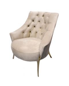 Armchair, Milano, metal frame (golden), textile upholstery, beige, 75x93xH91 cm