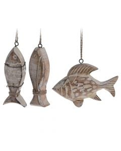 Decorative object, Fish, wooden, assorted, 12x8 cm