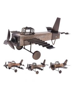 Objekt dekorativ, Aeroplan, druri/metal, të ndryshme, 24x30xH13 cm