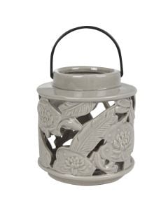 Lantern, Amore, ceramic, light grey, Ø15 xH16 cm