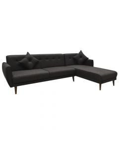 Corner sofa, right, wooden legs, textile upholstery, grey, 270x190xH85 cm
