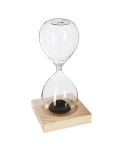 Timer, magnetic, glass/wooden, clear, Ø6 xH15 cm