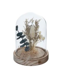 Artificial flower, in glass bottle, glass/wooden, white, Ø16.5 cm