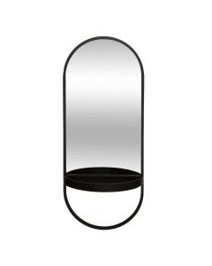Mirror, with shelf, metal, black, 31.5xH88 cm
