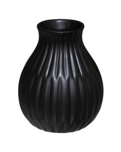 Decorative flower vase, ceramic, black, Ø11 xH13 cm