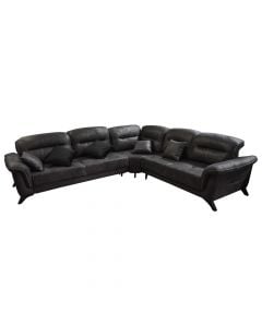 Corner sofa, left, Milano, bed opsion (storage unit), wooden frame, pu holstery, black, 310x280xH70 cm