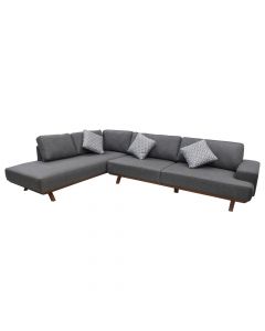 Corner sofa, left, Venedik, wooden frame (brown), textile upholstery, grey, 320x220xH80 cm