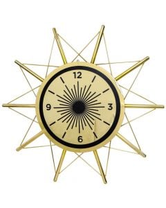 Wall clock, metal frame, golden