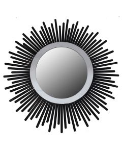 Mirror, metal frame, black, Ø83 cm