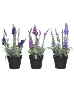 Artificial flower, lavender, in pot, plastic, purple/lilac, Ø12 xH25 cm