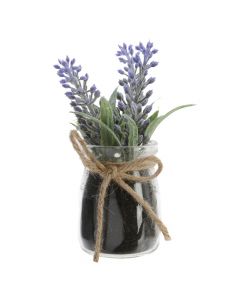 Artificial flower, lavender, in pot, plastic, green, 5x5xH15 cm