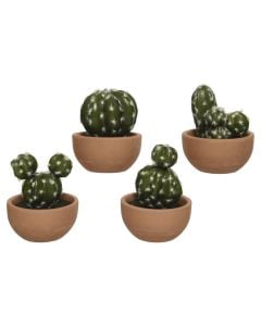 Lule artificiale, kaktus, në vazo, plastike, jeshile, Ø9 xH10.5 cm