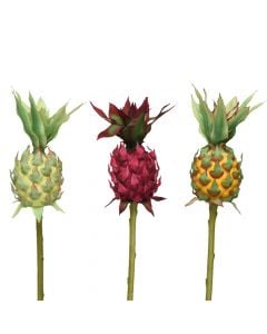 Objekt dekorativ, ananas, plastike, jeshile/kuqe/verdhë, Ø15 xH50 cm