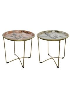 Tavolinë këndi, metalike, kremi/terrakotë, Ø46 xH46 cm