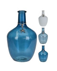 Vazo dekorative, qelq, transparente/blu, Ø16 xH26 cm