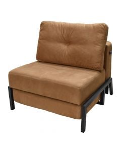 Armchair sofa, Gibson, metal frame, textile upholstery, brown, cushion included, 87x93xH90 cm, bed: 83x195 cm