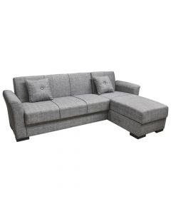 Corner sofa, Felipe, metal frame, storage unit, textile upholstery, grey, cushion included, 236x146xH81 cm, bed: 103x205 cm