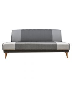 Sofa, 3-seater, Chaplin, metal frame, textile upholstery, grey/light grey, cushion included, 190x80xH87 cm, bed: 110x190 cm
