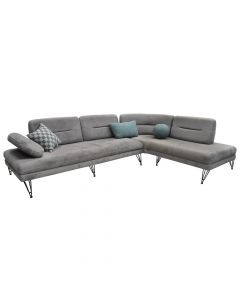 Corner sofa, right, Bonita, textile upholstery, grey, 310x215xH86 cm, bed: 93x260 cm; 200x93 cm