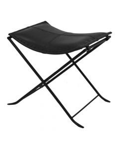 Stool, foldable, metal frame, leather seat, black, 54 x 42 x H 48 cm