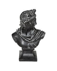 Objekt dekorativ, bust Apollon, polirezinë, zezë, 20x12xH30 cm