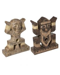 Decorative object, Totem, polyresin/stone, brown, 19.5x6xH24.5 cm