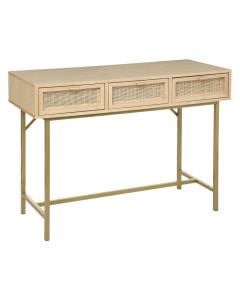 Console table, Rayo, mdf/iron/birch/rattan, beige, 110x40xH80.5 cm
