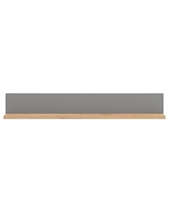 Wall shelf, Lisabon, melamine, artisan oak, graphite grey, gray matt foil, 151x19.5xH24 cm