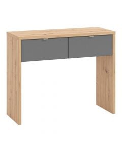 Console table, Andora, melamine, artisan oak, graphite grey, gray matt foil, 92x35xH75 cm