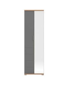 Hall unit shelf, Lanzarote, melamine and mirror, artisan oak, graphite grey, 58x40xH193 cm