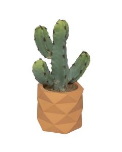Artificial flower, cactus, in pot, polyethylene/ceramic, green/brown, Ø13 xH24 cm