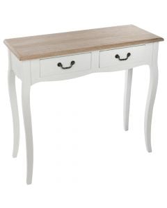 Console table, 2 drawers, Chrysa, wooden frame, white/oak, 87x34xH77.5 cm