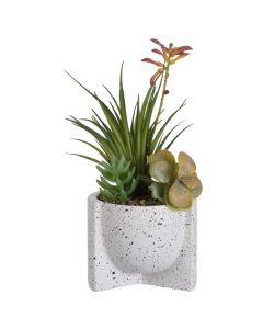 Lule artificiale, në vazo, qeramike/pvc, e bardhë/jeshile, 12x26 cm