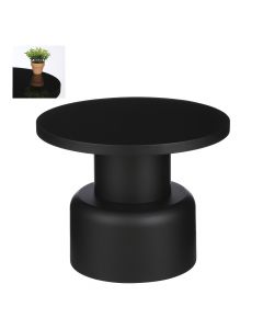 Tavolinë anësore, Jenna, strukturë metalike, syprinë xhami, zezë, Ø57 xH45 cm