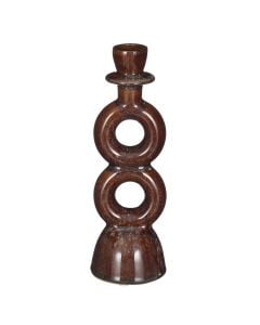 Candle holder, brown/white, Ø8 xH24 cm