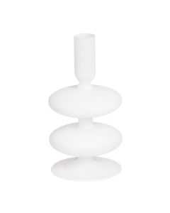 Tealight holder, Fabia, glass, white, Ø8.5 xH16.5 cm