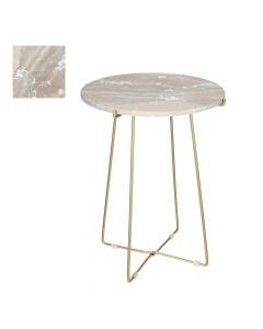 Tavolinë anësore, Alec, strukturë metalike, syprinë druri, rozë hapur, Ø43 xH55 cm