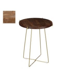 Tavolinë anësore, Alec, strukturë metalike, syprinë druri, kafe, Ø43 xH55 cm