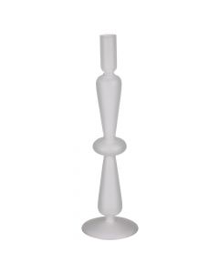 Candle holder, Megan, glass, white, Ø9 xH31 cm