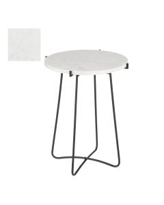 Tavolinë anësore, Farah, e bardhë, Ø43 xH55 cm