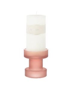 Candle holder, Riverdale, glass, pink, 9.5xH10.5 cm