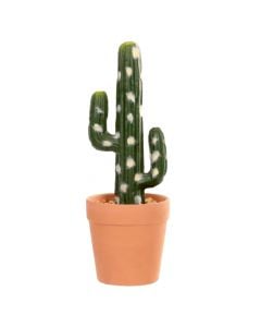 Lule artificiale, Kaktus, në vazo, qeramike, kafe/jeshile, 12xH30 cm