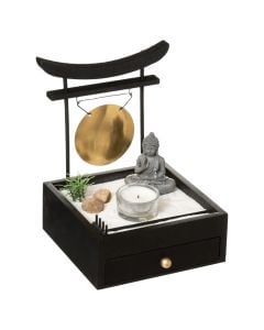 Objekt dekorativ, kopshti Zen, mdf/rërë/poliresinë, e zezë, 16.3x15xH20.3 cm
