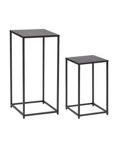 Tavolinë anësore(x2), Gota, çelik, e zezë, 30x30xH54.5 cm; 34x34xH74 cm