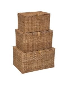 Storage basket (x3), Carmen, rattan, natural, 42x30.5xH25.5 cm; 50.5x36xH29.5 cm; 58x40.5xH33.5 cm