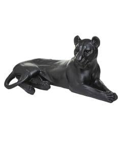 Decorative statue, Leopard, polyresine, black, 80x39xH38 cm