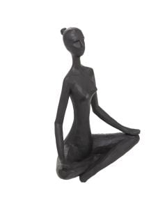 Decorative statue, Women Yoga, polyresine, black, 13x6xH22 cm