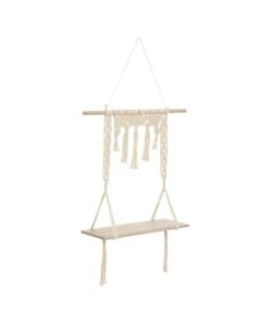 Raft muri, Macrame, pambuk/paulownia/pishë, natyrale, 60x20xH80 cm